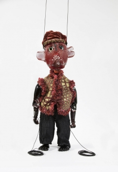 Cabaret Crusades: The Secrets of Karbalaa, Marionette (Mujeer al-Din Abaq), 2014, Glass, fabric, enamel, thread, 43 x 16 x 13 cm