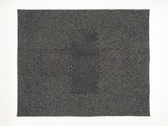 Cabaret Crusades: Flag 10, 2010, Tarmac, sandpaper, pigment, paint, galvanized wire, 40 x 50 cm, framed