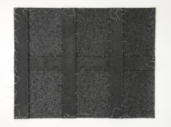Cabaret Crusades: Flag 2, 2010, Tarmac, sandpaper, pigment, paint, galvanized wire, 40 x 50 cm, framed