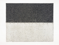 Cabaret Crusades: Flag 7, 2010, Tarmac, sandpaper, pigment, paint, galvanized wire, 40 x 50 cm, framed
