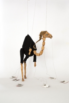 Cabaret Crusades: The Path to Cairo, Marionettes, 2012, Ceramic, fabric, steel, wood. and thread, 54 x 26 cm