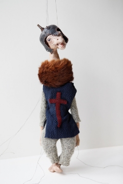 Cabaret Crusades: The Path to Cairo, Marionettes, Tencred, 2011-12, Fabric and enamel, 45 x 13 x 5 cm