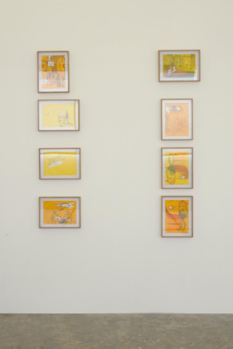 Bassam Ramlawi, From waiting blue to lingering yellow (or vice versa), 2010, Drawings 17-24, mixed m