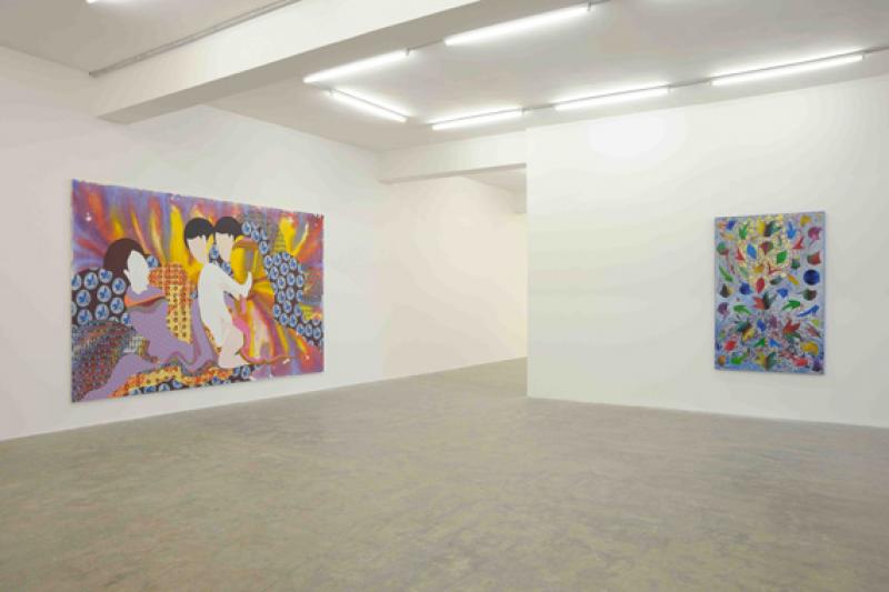 Christine Streuli - Paarweise, 2007, acrylic on canvas, 250x 400cm